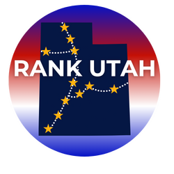 UtRank Utah Logo showing and icon of Utah State with star rankings